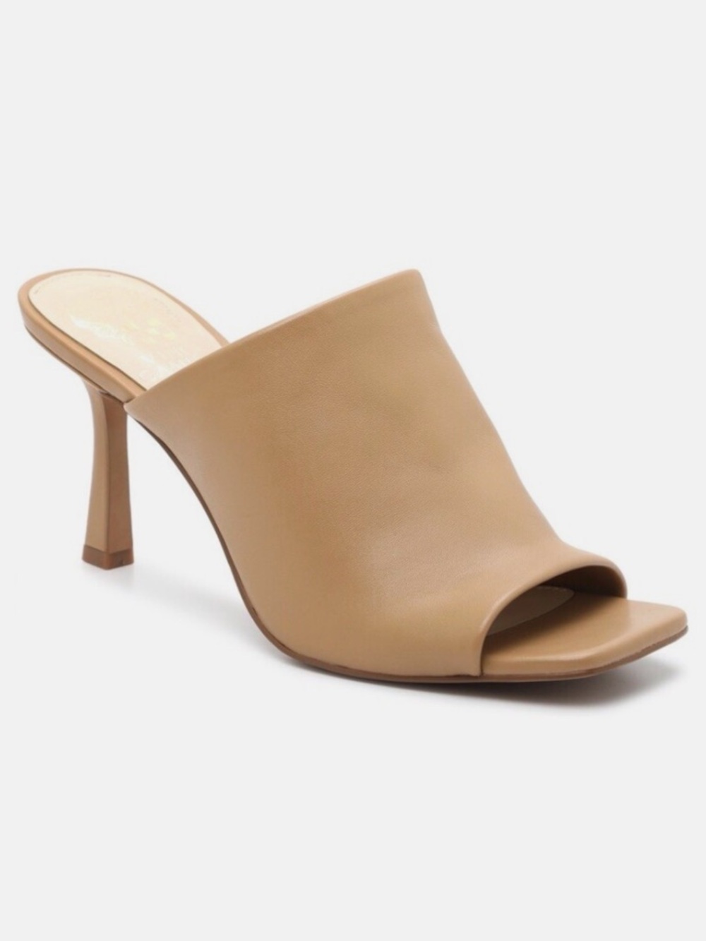 Vince Camuto | Evinsel Women’s Camel Leather Open-Toe Mule Heels | Sz 9